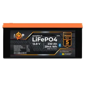 Акумулятор LP LiFePO4 12,8V - 230 Ah (2944Wh) (BMS 100A/100А) пластик Smart BT Акумулятор LP LiFePO4 12,8V - 230 Ah (2944Wh) (BMS 100A/100А) пластик Smart BT