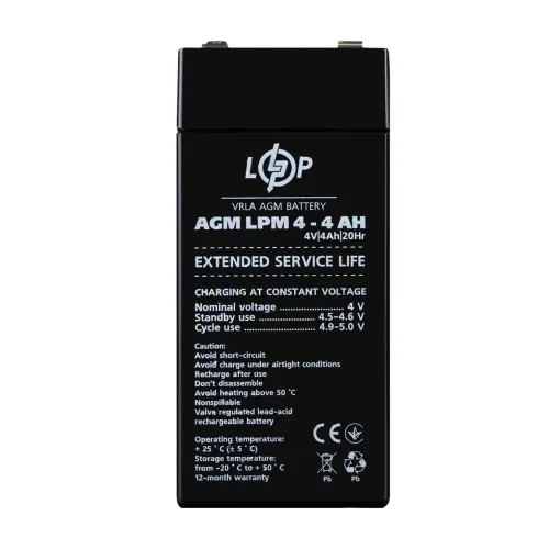 Акумулятор AGM LPM 4V - 4 Ah Акумулятор AGM LPM 4V - 4 Ah