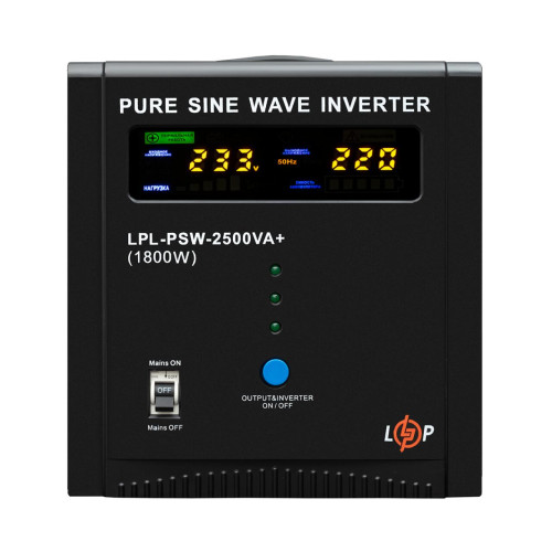 ИБП LP LPL-PSW-2500VA+ (1800Вт) 10A/30A с правильной синусоидой 24V ИБП LP LPL-PSW-2500VA+ (1800Вт) 10A/30A с правильной синусоидой 24V