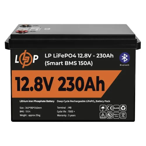 Акумулятор LP LiFePO4 12V (12,8V) - 230 Ah (2944Wh) (Smart BMS 150А) з BT пластик Акумулятор LP LiFePO4 12V (12,8V) - 230 Ah (2944Wh) (Smart BMS 150А) з BT пластик
