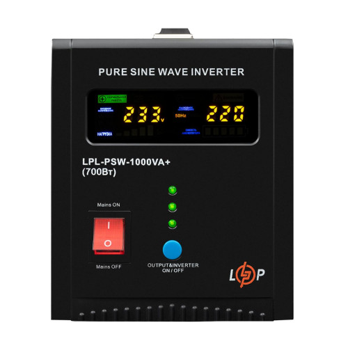 ДБЖ LP LPL-PSW-1000VA+ (700Вт) 10A/30A з правильною синусоїдою 12V ДБЖ LP LPL-PSW-1000VA+ (700Вт) 10A/30A з правильною синусоїдою 12V