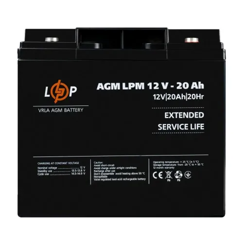 Акумулятор AGM LPM 12V-20 Ah під болт М5 Акумулятор AGM LPM 12V-20 Ah під болт М5