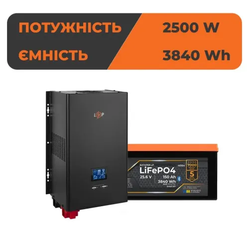 Комплект резервного питания LogicPower ИБП 2500W + литиевая (LiFePO4) батарея 3840 Wh Комплект резервного питания LogicPower ИБП 2500W + литиевая (LiFePO4) батарея 3840 Wh
