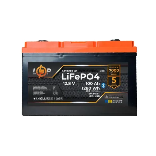 Аккумулятор LP LiFePO4 12,8V - 100 Ah (1280Wh) (BMS 100A/50А) пластик LCD anUSBSmartBT Аккумулятор LP LiFePO4 12,8V - 100 Ah (1280Wh) (BMS 100A/50А) пластик LCD anUSBSmartBT