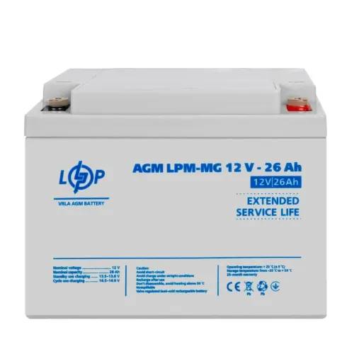 Акумулятор мультигелевий AGM LPM-MG 12V - 26 Ah під болт М5 Акумулятор мультигелевий AGM LPM-MG 12V - 26 Ah під болт М5