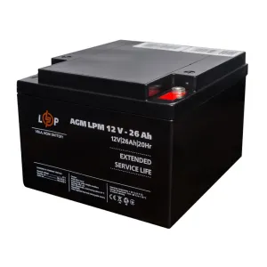 Акумулятор AGM LPM 12V - 26 Ah під болт М5 Акумулятор AGM LPM 12V - 26 Ah під болт М5