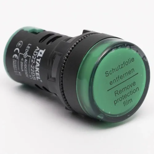 Светодиодный индикатор AD22-22DS 230v АC/DC, зеленый TAKEL Светодиодный индикатор AD22-22DS 230v АC/DC, зеленый TAKEL