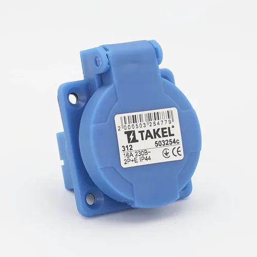 Розетка панельная с зах крышкой 312 16А 230В 2Р+Е IP44 TAKEL Розетка панельная с зах крышкой 312 16А 230В 2Р+Е IP44 TAKEL