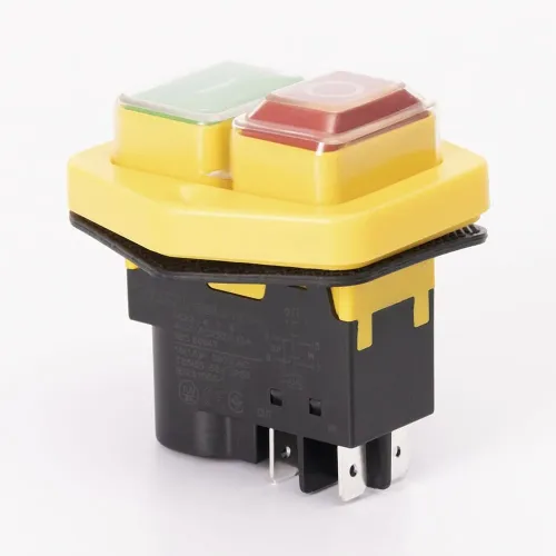 Пусковая электромагнитная кнопка ESSB-151YC 4pin, желтая рамка Пусковая электромагнитная кнопка ESSB-151YC 4pin, желтая рамка