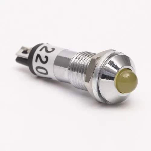 Светодиодный индикатор металлический AD22B-8 220v AС, желтый Светодиодный индикатор металлический AD22B-8 220v AС, желтый