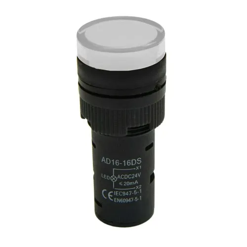 Світлодіодний індикатор AD16-16DS 24v АC/DC, білий TAKEL Світлодіодний індикатор AD16-16DS 24v АC/DC, білий TAKEL