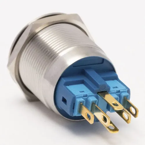 Кнопка металева КНМ-22-FJ-E-Z 220V 1NO1NC плоска з фіксацією, червоний TAKEL Кнопка металева КНМ-22-FJ-E-Z 220V 1NO1NC плоска з фіксацією, червоний TAKEL