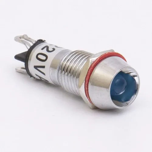 Светодиодный индикатор металлический AD22C-10 220v AС, голубой Светодиодный индикатор металлический AD22C-10 220v AС, голубой