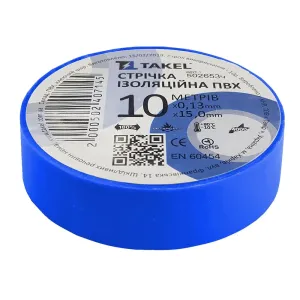 Ізоляційна стрічка 0.13мм х 15мм х 10м, блакитний TAKEL Ізоляційна стрічка 0.13мм х 15мм х 10м, блакитний TAKEL