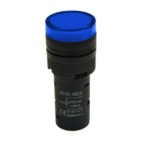 Світлодіодний індикатор AD16-16DS 24v АC/DC, блакитний TAKEL Світлодіодний індикатор AD16-16DS 24v АC/DC, блакитний TAKEL