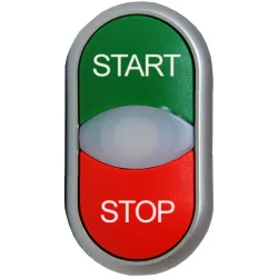 Головка двойной кнопки MM без фиксации с подсветкой красная/зеленая «START/STOP» Головка двойной кнопки MM без фиксации с подсветкой красная/зеленая «START/STOP»