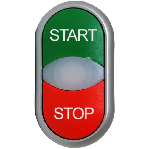 Головка двойной кнопки MM без фиксации с подсветкой красная/зеленая «START/STOP» Головка двойной кнопки MM без фиксации с подсветкой красная/зеленая «START/STOP»