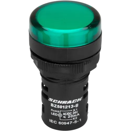 Индикатор LED AMPARO 24В AC/DC зеленый (моноблок B) Индикатор LED AMPARO 24В AC/DC зеленый (моноблок B)