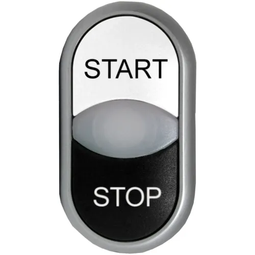 Головка двойной кнопки MM без фиксации с подсветкой черная/белая «START/STOP» Головка двойной кнопки MM без фиксации с подсветкой черная/белая «START/STOP»