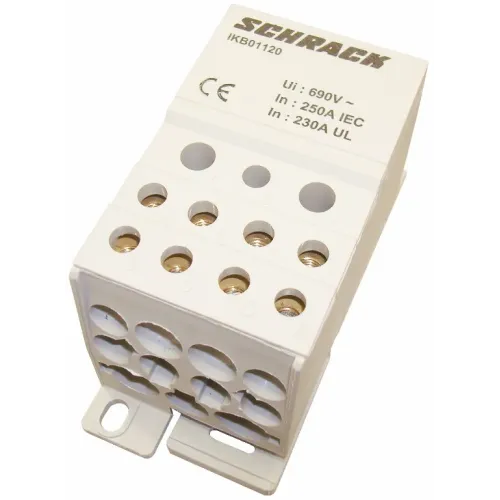 Розподільчий блок 1P 250A (вхід 1×120мм² вихід 2×35 / 5×16 / 4×10мм²) Розподільчий блок 1P 250A (вхід 1×120мм² вихід 2×35 / 5×16 / 4×10мм²)