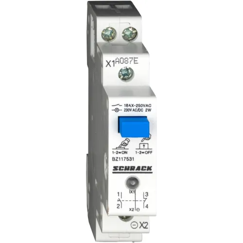 Модульна кнопка з LED 1НВ+1НЗ 16А 230В АС/DC Модульна кнопка з LED 1НВ+1НЗ 16А 230В АС/DC