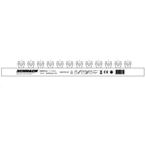 Шина з'єднувальна U-подібна (FORK) 4P (N/L1/N/L2/N/L3) 10мм² 63А 1м AMPARO Шина з'єднувальна U-подібна (FORK) 4P (N/L1/N/L2/N/L3) 10мм² 63А 1м AMPARO