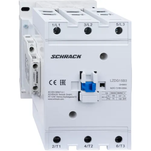 Контактор CUBICO Grand 3Р 75кВт 150A 1НВ+1НЗ 230В AC Контактор CUBICO Grand 3Р 75кВт 150A 1НВ+1НЗ 230В AC