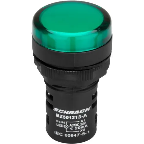 Индикатор LED AMPARO 24В AC/DC зеленый (моноблок A) Индикатор LED AMPARO 24В AC/DC зеленый (моноблок A)