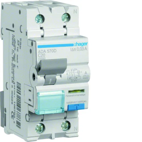 Дифавтомат 1P+N 10kA C-20A 30mA A Дифавтомат 1P+N 10kA C-20A 30mA A