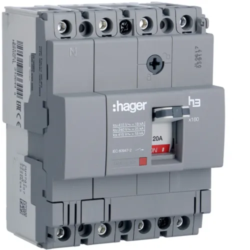 Автоматический выключатель x160, In=16А, 4п, 18kA, Тфикс./Мфикс. Автоматический выключатель x160, In=16А, 4п, 18kA, Тфикс./Мфикс.