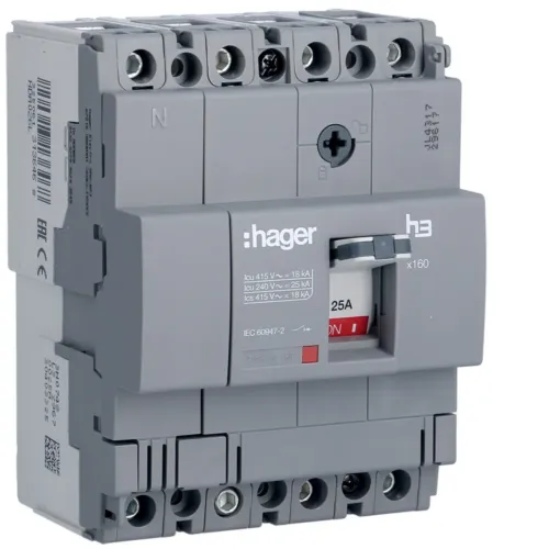 Автоматический выключатель x160, In=25А, 4п, 18kA, Тфикс./Мфикс. Автоматический выключатель x160, In=25А, 4п, 18kA, Тфикс./Мфикс.