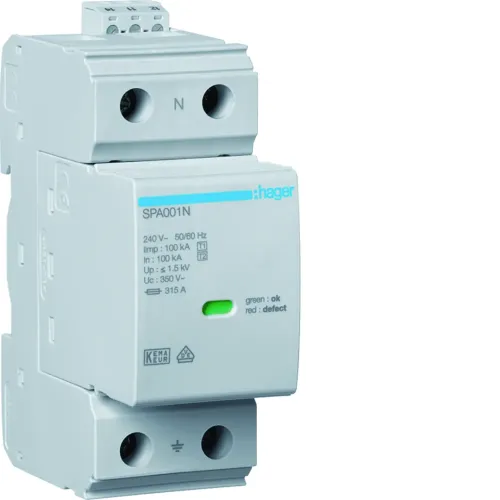 Розрядник (ПЗІП) T1+T2 1P N-PE 100kA 1,5kV +дод.контакт, вбуд.запобіжник Розрядник (ПЗІП) T1+T2 1P N-PE 100kA 1,5kV +дод.контакт, вбуд.запобіжник