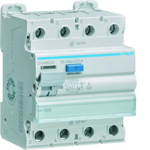 ПЗУ 4P 10kA 63A 500mA A ПЗУ 4P 10kA 63A 500mA A