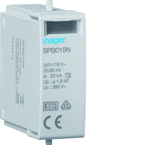 Вставний модуль T2 N-PE Uc 260V Imax 40kA Up 1.5kV Вставний модуль T2 N-PE Uc 260V Imax 40kA Up 1.5kV