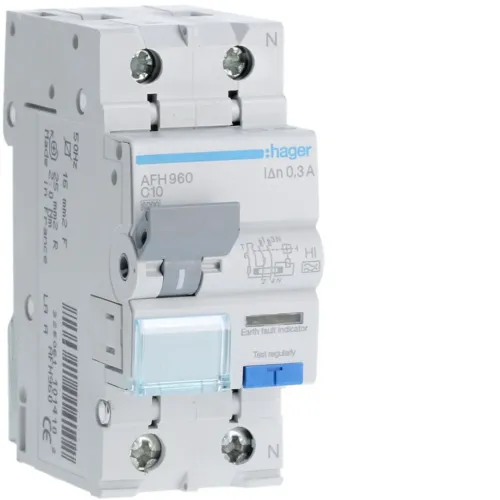 Дифавтомат 1P+N 6kA C-10A 300mA HI Дифавтомат 1P+N 6kA C-10A 300mA HI