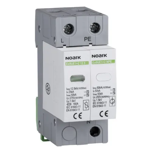 Обмежувач перенапруги Ex9UE1+2 клас 1+2 (B+C) Iimp=12,5kA Uc=275V/AC 1P+N із додатковим контактом Обмежувач перенапруги Ex9UE1+2 клас 1+2 (B+C) Iimp=12,5kA Uc=275V/AC 1P+N із додатковим контактом