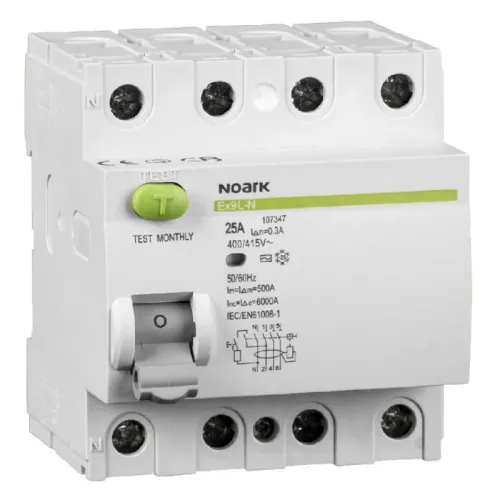 Диференційний вимикач (ПЗВ) Ex9L-N Icn=6kA 4P In=16A IΔn=100mA тип G+AC Диференційний вимикач (ПЗВ) Ex9L-N Icn=6kA 4P In=16A IΔn=100mA тип G+AC
