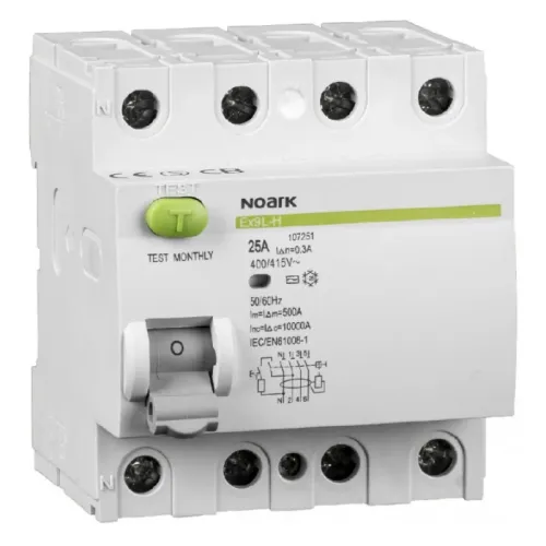 Диференційний вимикач (ПЗВ) Ex9L-H Icn=10kA 4P In=25A IΔn=30mA тип A Диференційний вимикач (ПЗВ) Ex9L-H Icn=10kA 4P In=25A IΔn=30mA тип A