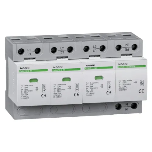 Обмежувач перенапруги Ex9UE1+2 клас 1+2 (B+C) Iimp=25kA Uc=280V/AC 3P+N із додатковим контактом Обмежувач перенапруги Ex9UE1+2 клас 1+2 (B+C) Iimp=25kA Uc=280V/AC 3P+N із додатковим контактом