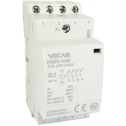 Модульний контактор КМ25-40М 25А 230В AC/DC 4НО Модульний контактор КМ25-40М 25А 230В AC/DC 4НО