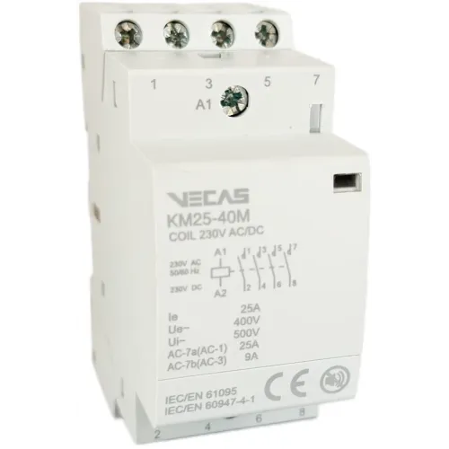 Модульный контактор КМ25-40М 25А 230В AC/DC 4НО Модульный контактор КМ25-40М 25А 230В AC/DC 4НО