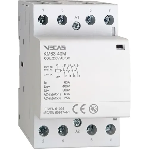 Модульный контактор КМ63-40М 63А 230В AC/DC 4НО Модульный контактор КМ63-40М 63А 230В AC/DC 4НО