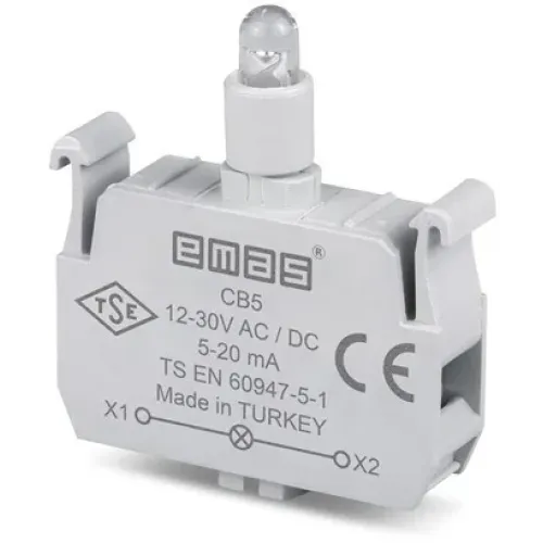 Блок-контакт подсветки с белым светодиодом 12-30В AC/DC для серии CP/CM Блок-контакт подсветки с белым светодиодом 12-30В AC/DC для серии CP/CM