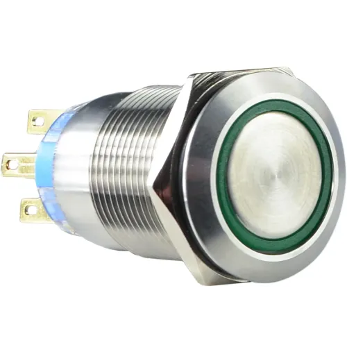 TYJ 19-272 Кнопка металлическая плоская с подсветкой, 2NO+2NC, зеленая 220V. TYJ 19-272 Кнопка металлическая плоская с подсветкой, 2NO+2NC, зеленая 220V.