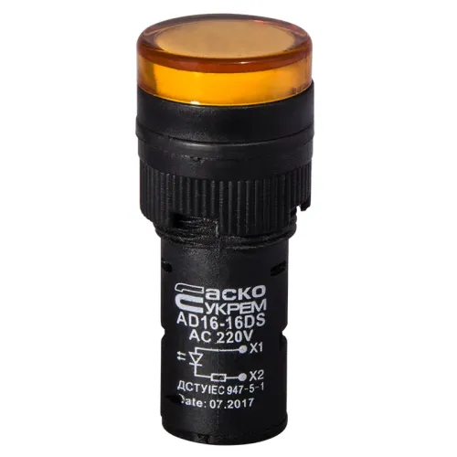 Сигнальна арматура AD16-16DS жовта 220V АC Сигнальна арматура AD16-16DS жовта 220V АC