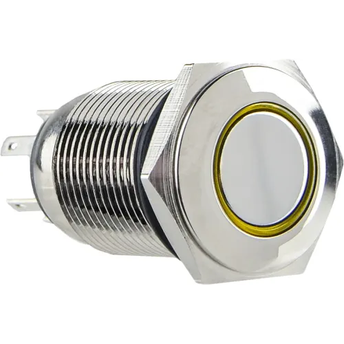 TYJ 16-261 Кнопка металлическая плоская с подсветкой, 1NO+1NC, желтая 220V. TYJ 16-261 Кнопка металлическая плоская с подсветкой, 1NO+1NC, желтая 220V.