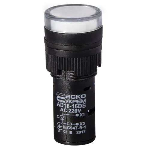 Сигнальна арматура AD16-16DS біла 220V АC Сигнальна арматура AD16-16DS біла 220V АC
