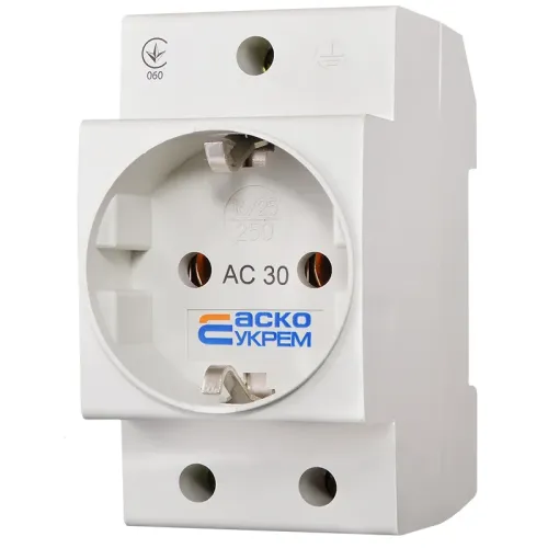 Розетка з заземленням AC30 2Р+РЕ Розетка з заземленням AC30 2Р+РЕ