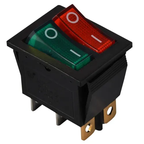 KCD2-2101N GR+R/B 220V Переключатель 2 клав. зеленый+красный с подсветкой KCD2-2101N GR+R/B 220V Переключатель 2 клав. зеленый+красный с подсветкой