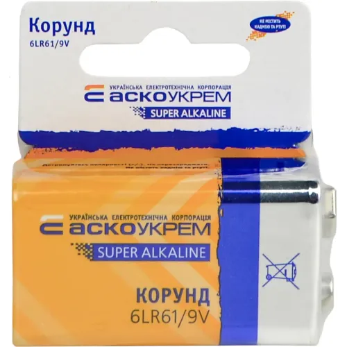 Батарейка лужна Корунд.6LR61.SC1 (shrink card 1) Батарейка лужна Корунд.6LR61.SC1 (shrink card 1)